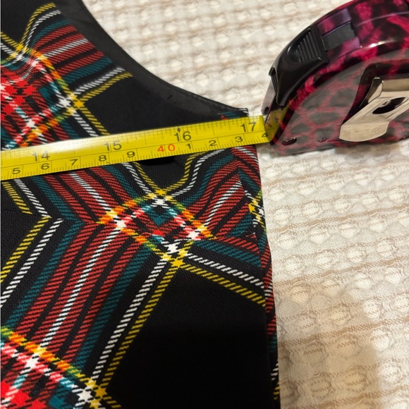 Plaid Sleeveless Dress with Feather Hem - Picture 9 of 10